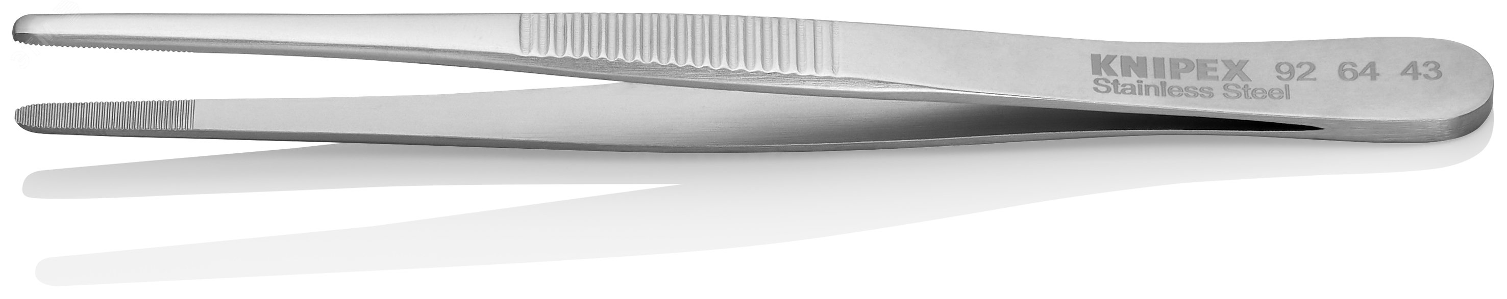 Пинцет захватный прецизионный закруглённые зазубренные губки шириной 2 мм пружинная сталь хромированный L-120 мм KN-926443 KNIPEX - превью 2