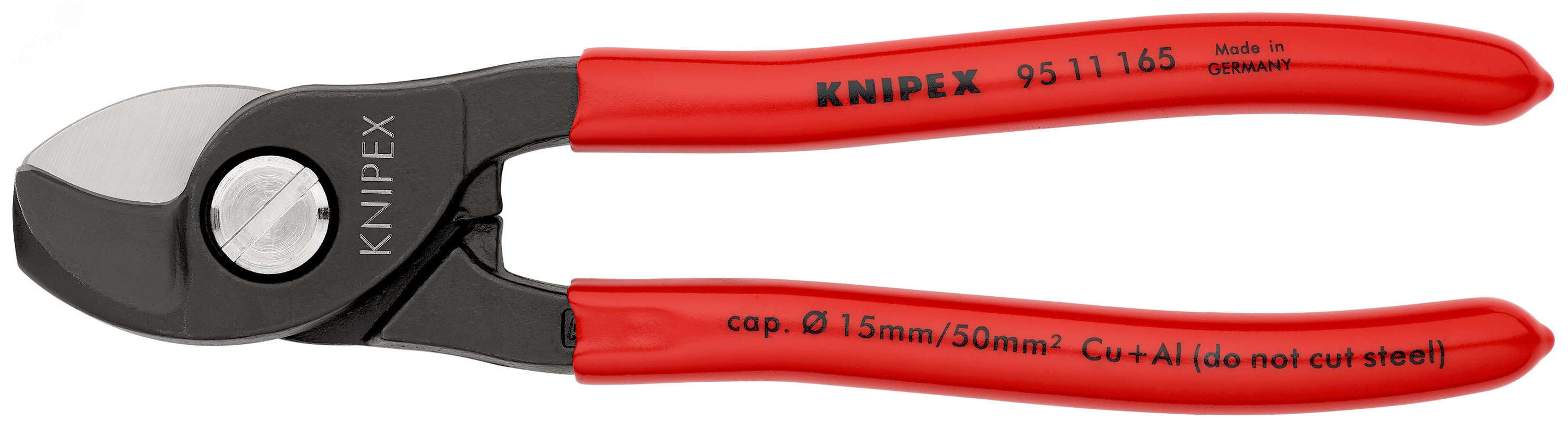 Кабелерез резка - кабель 15мм (50мм2 AWG 1/0) L=165мм черный обливные рукоятки KN-9511165 KNIPEX - превью 3