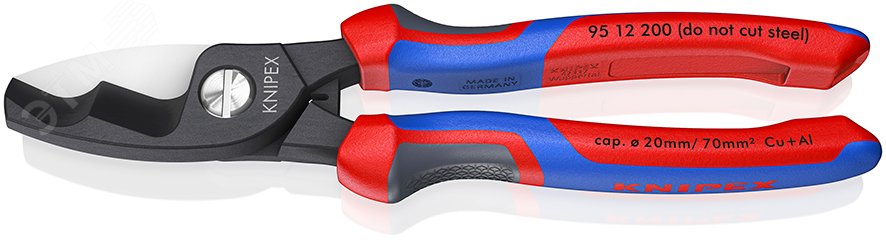 Изображение товара Кабелерез с двойными режущими кромками резка кабель 20мм 200мм KNIPEX