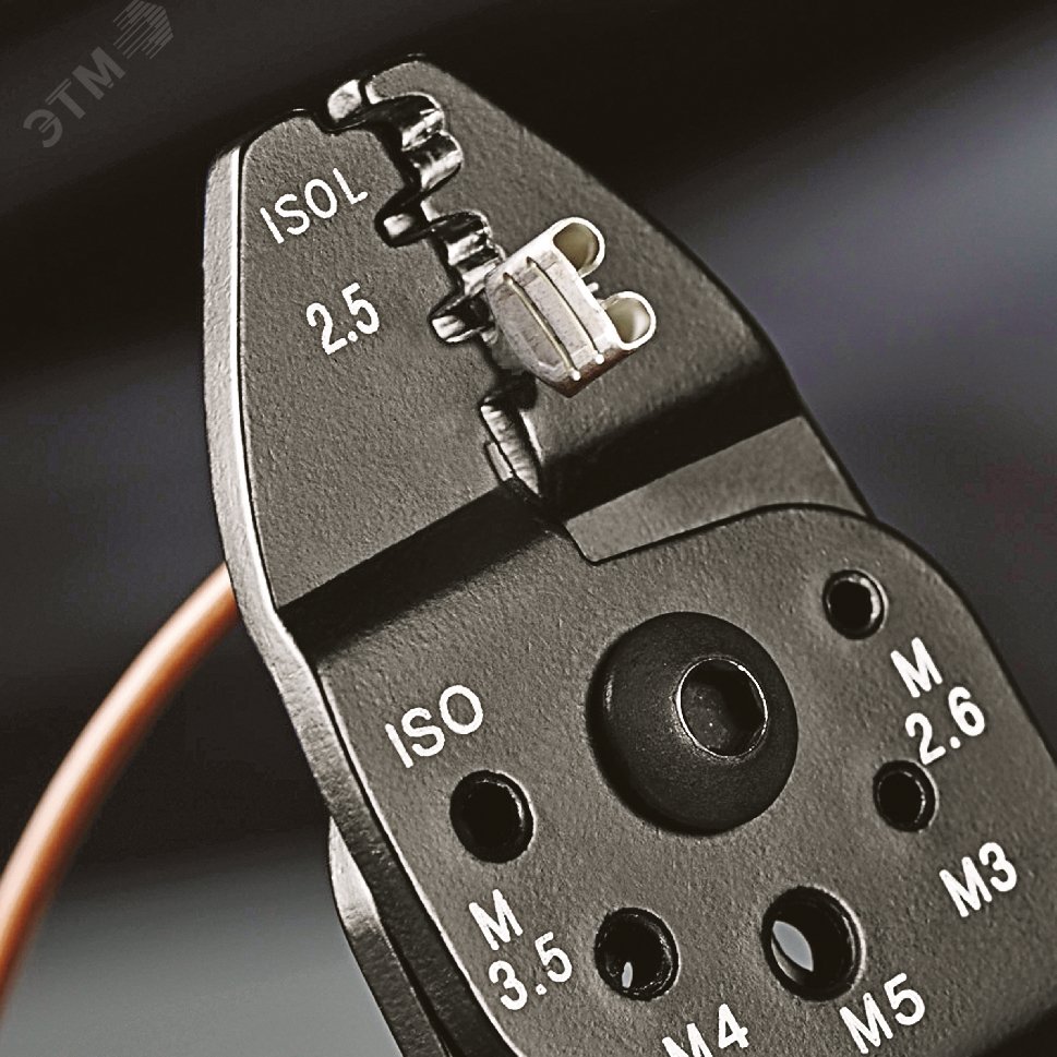 Пресс-клещи для резки и зачистки кабеля опрессовки кабельных наконечников и штекеров 3 гнезда обжим кабельных наконечников без изолятора и кабельных соединителей: 05-60 мм (AWG 20 - 10) j рез медных и латунных шпилек: М26 3 35 4 и 5 L-230 мм чёр KN-9721215C KNIPEX - превью 9