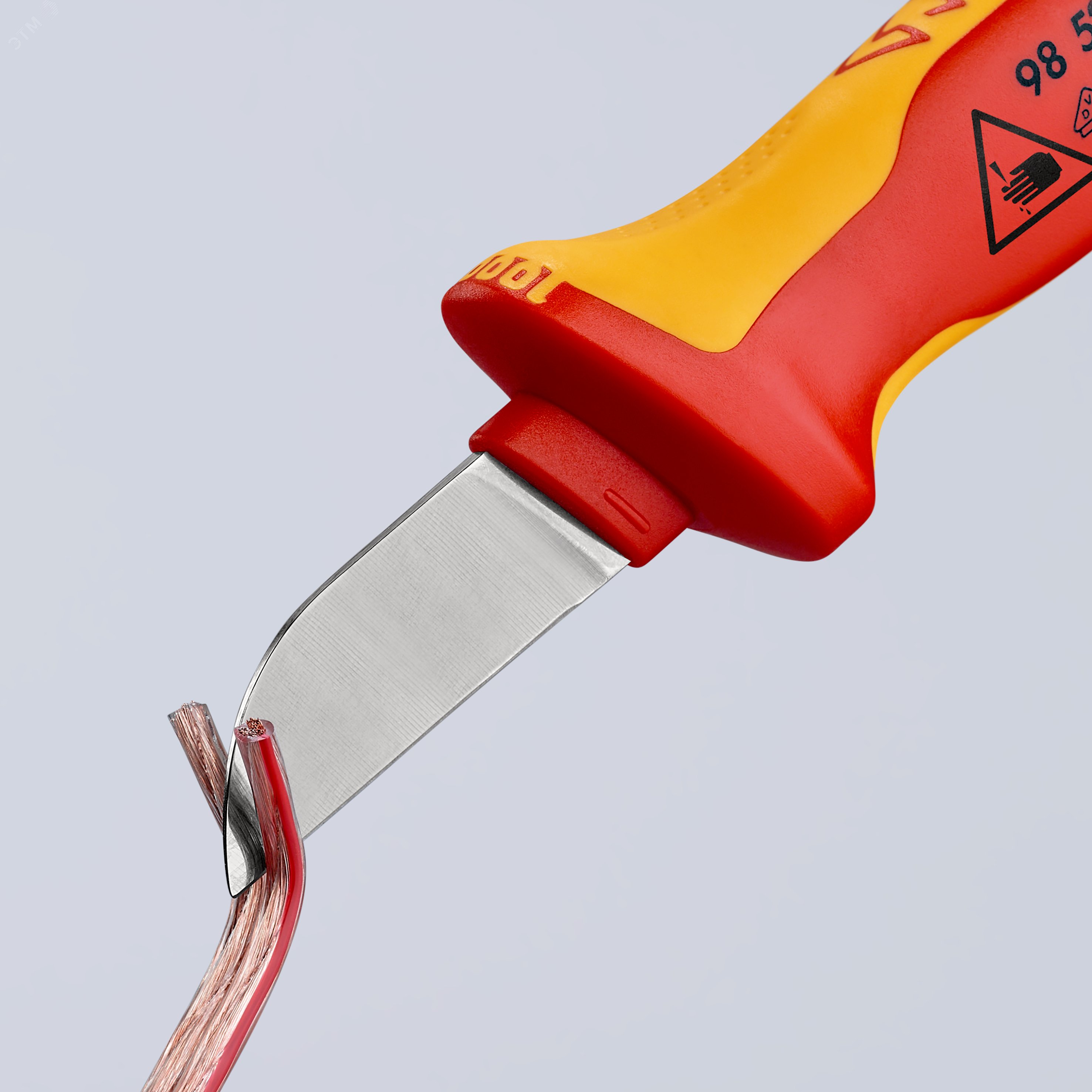 Нож для кабеля VDE 1000V L-190 мм диэлектрический 2-компонентная рукоятка блистер KN-9852SB KNIPEX - превью 3