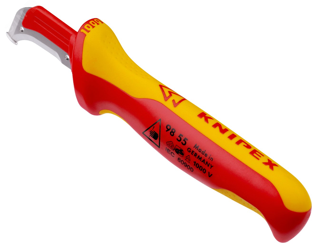 Нож для удаления изоляции VDE 1000V с пяткой нержавеющая хирургическая сталь L-180 мм диэлектрический 2-компонентная рукоятка блистер KN-9855SB KNIPEX - превью 2