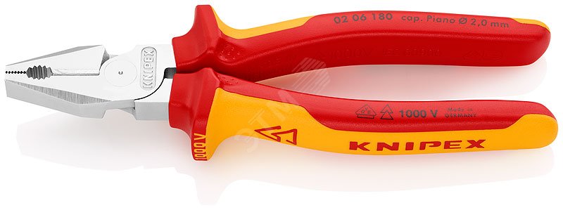 Изображение товара Плоскогубцы комбинированные VDE 1000V 180 мм KNIPEX