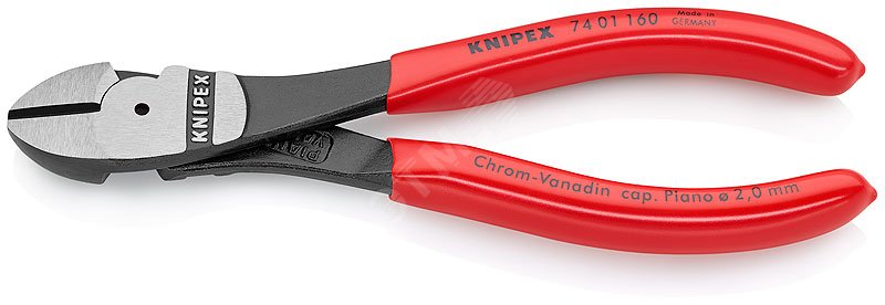 Бокорезы резка - проволока средней твердости 34мм твердая проволока 25мм рояльная струна (HRC 59) 2мм L=160мм обливные рукоятки блистер цвет черный