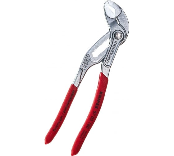 Клещи переставные COBRA сантехнические с фиксатором 42 мм (1 1/2) под ключ 36 мм L-180 мм Cr-V хромированные обливные рукоятки