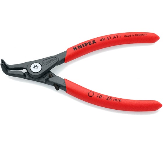 Щипцы прецизионные для внешних стопорных колец с ограничителем раскрытия губки под углом 90° посадочный размер 10 - 25 мм диаметр наконечников 13 мм L-130 мм Cr-V чёрные обливные рукоятки