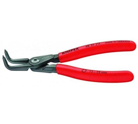 Щипцы прецизионные для внутренних стопорных колец губки под углом 90° посадочный размер 19 - 60 мм диаметр наконечников 18 мм L-165 мм Cr-V чёрные обливные рукоятки