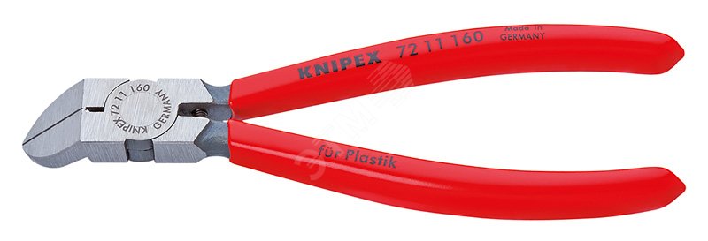 Бокорезы для пластмассы губки 45° с пружиной удлинённые режущие кромки без фасок L-160 мм обливные рукоятки блистер KN-7211160SB KNIPEX - превью