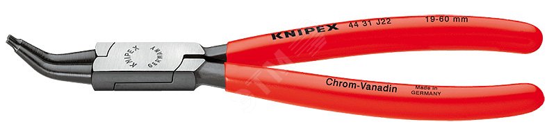 Изображение товара Щипцы для внутренних стопорных колец губки 45° посадочный размер 40 - 100 мм диаметр наконечников 23 мм L-225 мм Cr-V чёрные обливные рукоятки (шт)