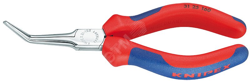 Изображение товара Длинногубцы плоские гладкие губки 55 мм под 45° L-160 мм хромированные двукомпонентные рукоятки (шт)