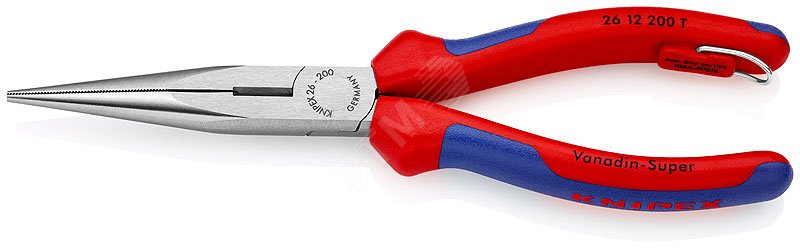 Изображение товара Длинногубцы с режущими кромками полукруглые прямые губки резка - проволока средней твердости 32мм твердая проволока 22мм L=200мм двухкомпонентные рукоятки блистер крепление для страховки цвет черный (шт)