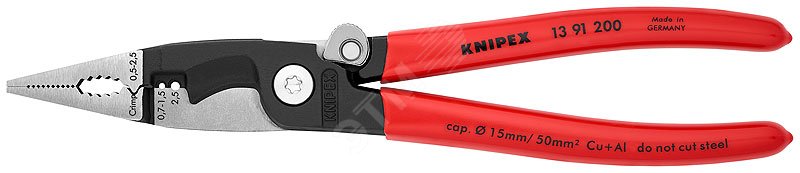 Изображение товара Клещи электромонтажные 6 в 1 KNIPEX 200 мм для захвата, резки и опрессовки
