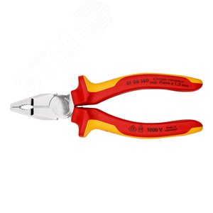 Плоскогубцы комбинированные VDE 1000V рез твердая проволока 2мм рояльная струна (HRC 59) 15мм кабель 10мм (16мм) L=160мм диэлектрические хромированные двухкомпонентные рукоятки - фото 3