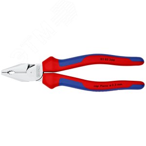Плоскогубцы комбинированные рез твердая проволока 28мм рояльная струна (HRC 59) 22мм кабель 13мм (25мм) L=200мм хромированные двухкомпонентные рукоятки - фото 3