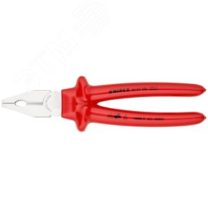 Плоскогубцы комбинированные VDE 1000V резка - проволока средней твердости 38мм твердая проволока 25мм кабель 15мм (25мм) L=250мм диэлектрические хромированные обливные рукоятки - фото 3