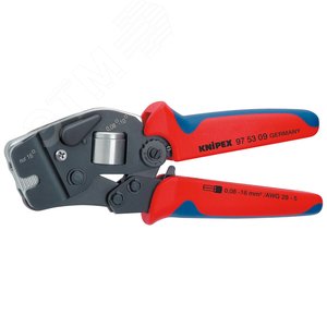 Пресс-клещи для контактных гильз квадратный обжим 1 гнездо гильзы контактные 008-10+16мм (AWG 28-5) двойные концевые гильзы до 2х6мм (2хAWG 8) L=190мм двухкомпонентные рукоятки блистер цвет черный - фото 1