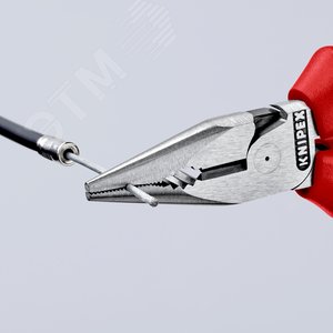 Пассатижи остроконечные с удлиненными губками резка - проволока средней твердости 3мм твердая проволока 2мм кабель 8мм (16мм) L=145мм двухкомпонентные рукоятки цвет черный - фото 4