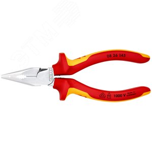 Пассатижи остроконечные с удлиненными губками VDE 1000V резка - проволока средней твердости 3мм твердая проволока 2мм кабель 8мм (16мм) L=145мм диэлектрические хромированные двухкомпонентные рукоятки блистер - фото 3