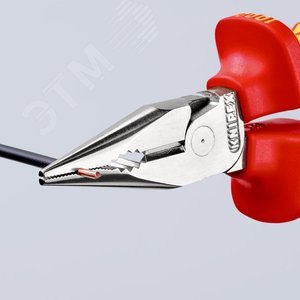 Пассатижи остроконечные с удлиненными губками VDE 1000V резка - проволока средней твердости 3мм твердая проволока 2мм кабель 8мм (16мм) L=145мм диэлектрические хромированные двухкомпонентные рукоятки блистер - фото 5