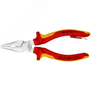 Пассатижи остроконечные с удлиненными губками VDE 1000V резка - проволока средней твердости 3мм твердая проволока 2мм кабель 8мм (16мм) L=145мм диэлектрические хромированные двухкомпонентные рукоятки крепление для страховки - фото 3