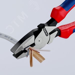 Плоскогубцы электромонтера Linemans Pliers резка - проволока средней твердости 46мм твердая проволока 3мм L=240мм обливные рукоятки блистер цвет черный - фото 4