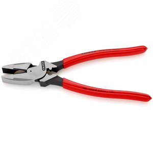 Плоскогубцы электромонтёра Linemans Pliers с приспособлением для протяжки кабеля и обжима кабельных наконечников рез: проволока средней твёрдости 46 мм твёрдая проволока 3 мм L-240 мм чёрные обливные рукоятки - фото 2