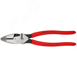 Плоскогубцы электромонтёра Linemans Pliers с приспособлением для протяжки кабеля и обжима кабельных наконечников рез: проволока средней твёрдости 46 мм твёрдая проволока 3 мм L-240 мм чёрные обливные рукоятки - фото 3