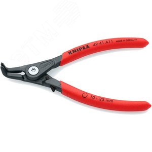 Изображение товара Щипцы прецизионные для внешних стопорных колец с ограничителем раскрытия губки под углом 90° посадочный размер 10 - 25 мм диаметр наконечников 13 мм L-130 мм Cr-V чёрные обливные рукоятки (шт)