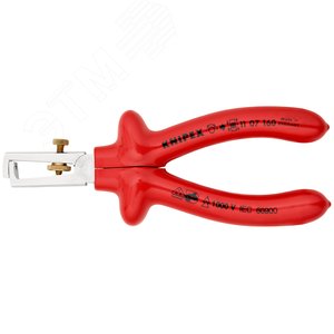 Стриппер VDE 1000V для одно- много- и тонкожильного кабеля зачистка: 5 мм (10 мм AWG 7) с пружиной L-160 мм диэлектрический регулировочный винт для настройки хромированный обливные рукоятки - фото 3