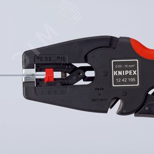 Стриппер автоматический MulTiSTrip 10 зачистка 003-10мм (AWG 32-7) рез кабеля одножильные 6мм многожильные 10мм L=195мм рукоятки с зоной мягкого пластика для надежного хвата KN-1242195 KNIPEX - 5