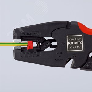 Стриппер автоматический MulTiSTrip 10 зачистка 003-10мм (AWG 32-7) рез кабеля одножильные 6мм многожильные 10мм L=195мм рукоятки с зоной мягкого пластика для надежного хвата KN-1242195 KNIPEX - 7