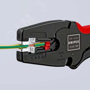 Стриппер автоматический MulTiSTrip 10 зачистка 003-10мм (AWG 32-7) рез кабеля одножильные 6мм многожильные 10мм L=195мм рукоятки с зоной мягкого пластика для надежного хвата KN-1242195 KNIPEX - 9