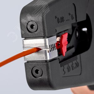 Стриппер автоматический PreciSTrip16 c кабелерезом быстросменный блок ножей зачистка: 008 - 16 мм (AWG 28 - 5) L-195 мм с держателем для торгового оборудования KN-1252195SB KNIPEX - 8