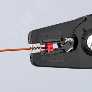 Стриппер автоматический PreciSTrip16 c кабелерезом быстросменный блок ножей зачистка: 008 - 16 мм (AWG 28 - 5) L-195 мм с держателем для торгового оборудования KN-1252195SB KNIPEX - 9