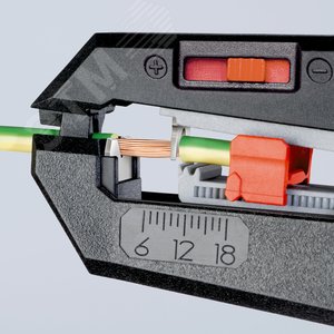 Стриппер автоматический зачистка 02-6мм (AWG 24-10) рез кабеля 25мм L=195мм рукоятки с зоной мягкого пластика для надежного хвата KN-1262180 KNIPEX - 5