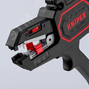 Стриппер автоматический зачистка 02-6мм (AWG 24-10) резка - кабеля 25мм L=195мм рукоятки с зоной мягкого пластика для надежного хвата блистер KN-1262180SB KNIPEX - 11