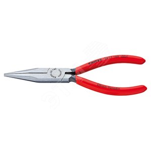 Изображение товара Длинногубцы плоскокруглые рифлённые губки 50 мм L-160 мм чёрные обливные рукоятки блистер (шт)