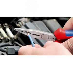 Плоскогубцы электрика для монтажа проводов резка - проволока средней твердости 25мм твердая проволока 16мм L=160мм обливные рукоятки блистер цвет черный - фото 6