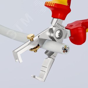 Стриппер-кабелерез STRYX 2-в-1 для одно- много- и тонкожильного кабеля VDE 1000V рез: кабель 15 мм (50 мм) зачистка: 5 мм (10 мм AWG 8) L-180 мм диэлектрический хромированный 2-компонентные рукоятки крепление для страховки - фото 4