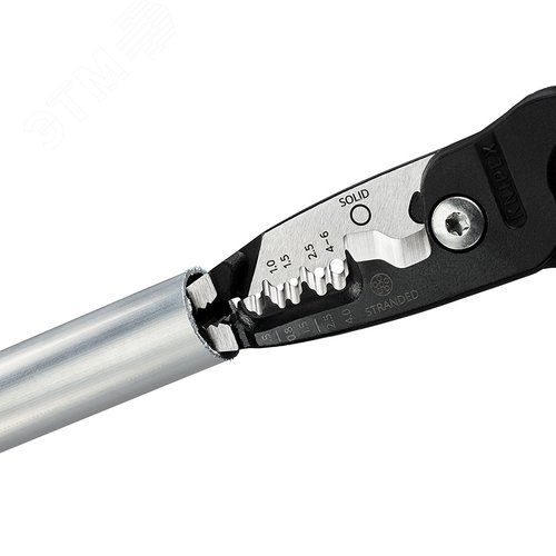 Клещи электромонтажные, 5 в 1, зачистка 0.75 – 4 / 6 мм2, рез d 15 мм / 50 мм2, 200 мм, фосфатированные, обливные ручки, SB - фото 6