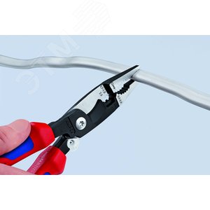 Клещи электромонтажные 6-в-1 захват плоского и круглого материала гибка удаление заусенцев снятие изоляции 075 - 15 + 25 мм обжимка контактных гильз 05 - 25 мм кабелерез 15 мм (5x25 мм) L-200 мм защёлка-собачка хромированные обливные рукоятки - фото 10