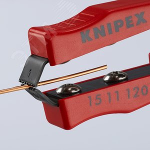 Пинцет-стриппер для удаления изолированныеующего лака с медных кабелей сменные ножи для различных параметров зачистки зачистка 06мм L=120мм пластиковые рукоятки KN-1511120 KNIPEX - 4