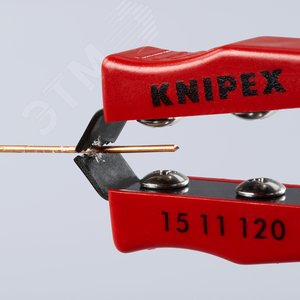 Пинцет-стриппер для удаления изолированныеующего лака с медных кабелей сменные ножи для различных параметров зачистки зачистка 06мм L=120мм пластиковые рукоятки KN-1511120 KNIPEX - 5