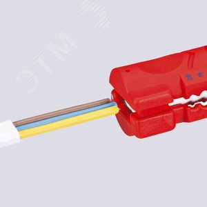 Стриппер для плоского (до 12 мм) круглого и водостойкого монтажного кабелей ( 4 - 13 мм в тч NYM кабель 3 x 15 мм - 5 x 25 мм) зачистка: 08 15 25 мм (AWG 20 16 14) L-125 мм KN-1664125SB KNIPEX - 6