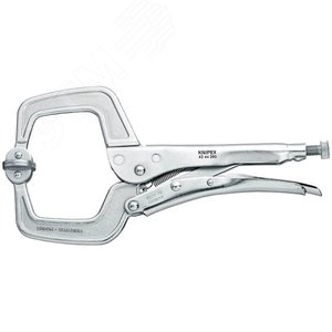 Изображение товара Зажим сварочный с вращаюмися губками для больших заготовок с рёбрами до 40 мм размеры под квадрат 90 мм L-280 мм оцинкованный (шт)