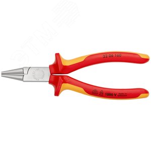 Круглогубцы VDE 1000V губки 3х30 мм L-160 мм диэлектрические хромированные двукомпонентные рукоятки - фото 3