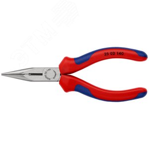 Длинногубцы с режущими кромками полукруглые прямые губки резка - проволока средней твердости 25мм твердая проволока 16мм L=140мм двухкомпонентные рукоятки блистер цвет черный - фото 3