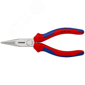 Длинногубцы с режущими кромками полукруглые прямые губки резка - проволока средней твердости 25мм твердая проволока 16мм L=160мм двухкомпонентные рукоятки блистер цвет черный - фото 3