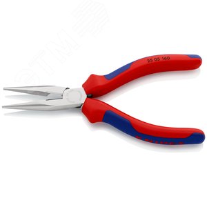 Длинногубцы с режущими кромками полукруглые прямые губки резка - проволока средней твердости 25мм твердая проволока 16мм L=160мм хромированные двухкомпонентные рукоятки - фото 2