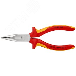 Длинногубцы с режущими кромками (плоскогубцы радиомонтажные) VDE 1000V полукруглые губки 40° рез: проволока средней твёрдости 25 мм твёрдая проволока 16 мм L-160 мм диэлектрические чёрные 2-компонентные рукоятки - фото 3